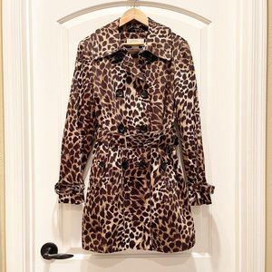 Michael Kors Leopard Print Trench Coat - Brown & Black